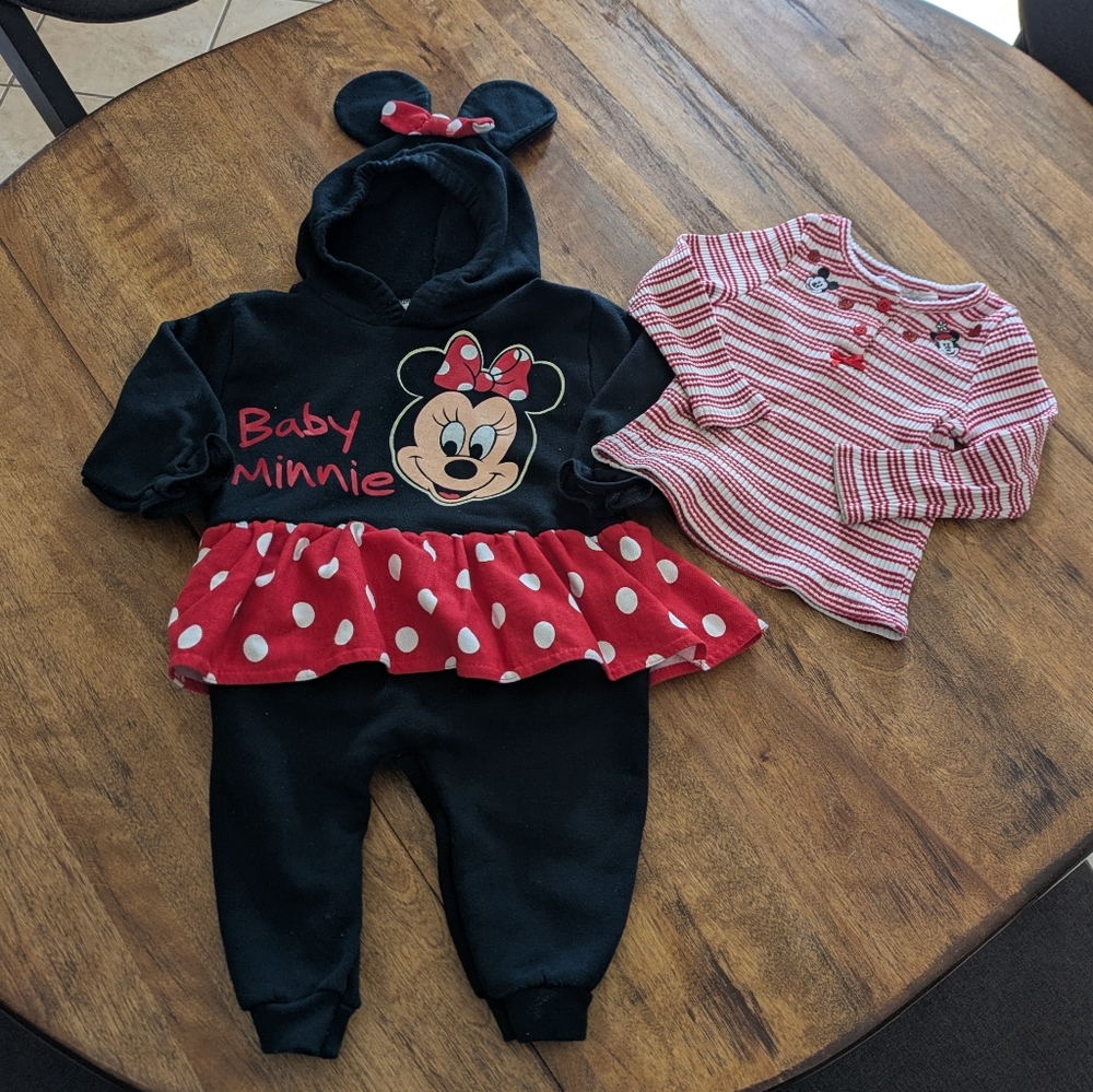 Vintage Disney Baby Minnie Outfit Set - Black and Red 4T